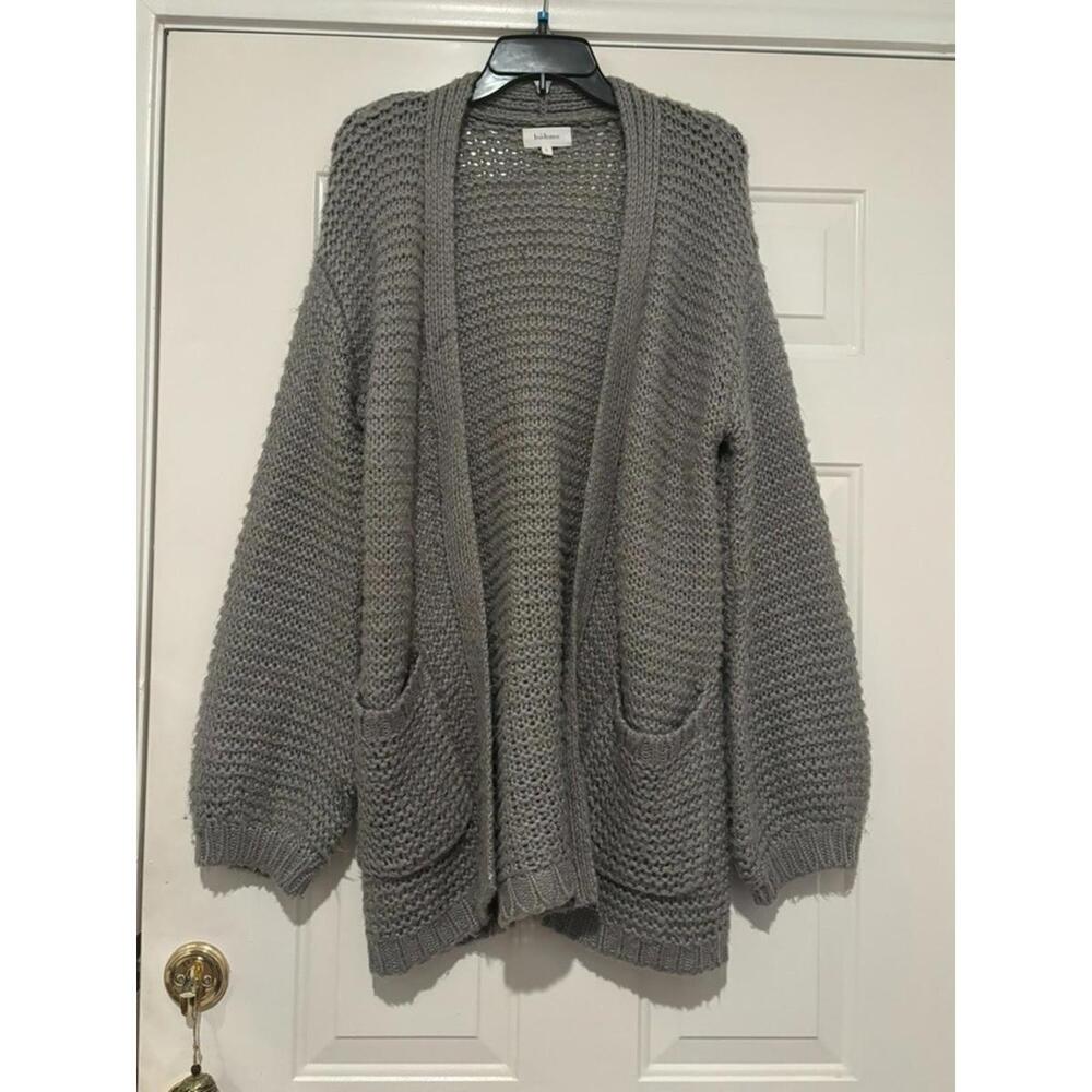 Women's Bohme S very oversized loose knit chunky grey boho long cardigan‎ #1212